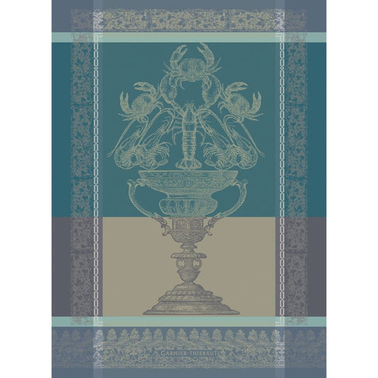 Coupe Fruits De Mer Turquoise Jacquard Kitchen Towel