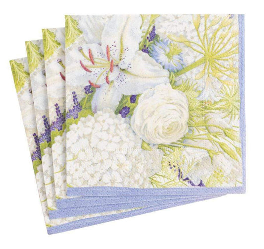 White Blooms Cocktail Napkins