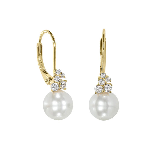 Pearl and Leaf Drop Earrings