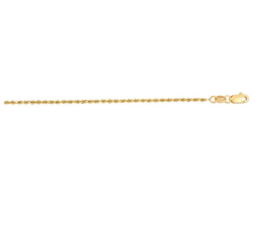 14kt YG Diamond Cut Rope 16"