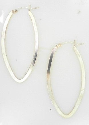 Flat Pointed Open Oval Hoop Earrings