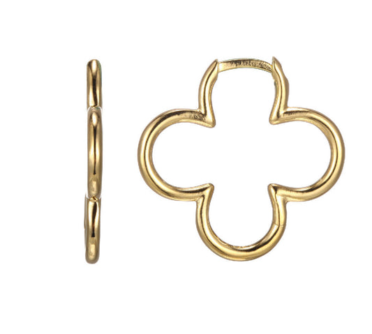 Sterling Silver w/ 18K Yellow Gold Finish Clover Earrings