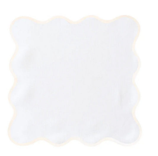 Linen Scalloped Square | Lily White