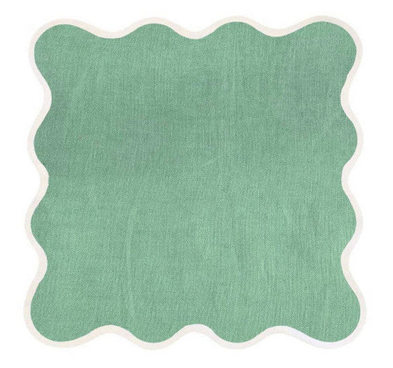 Linen Scalloped Square | Garden Green