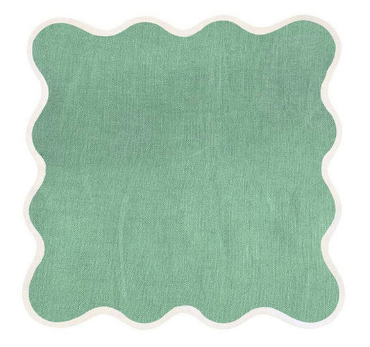 Linen Scalloped Square | Garden Green