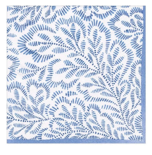 Block Print Leaves Blue
