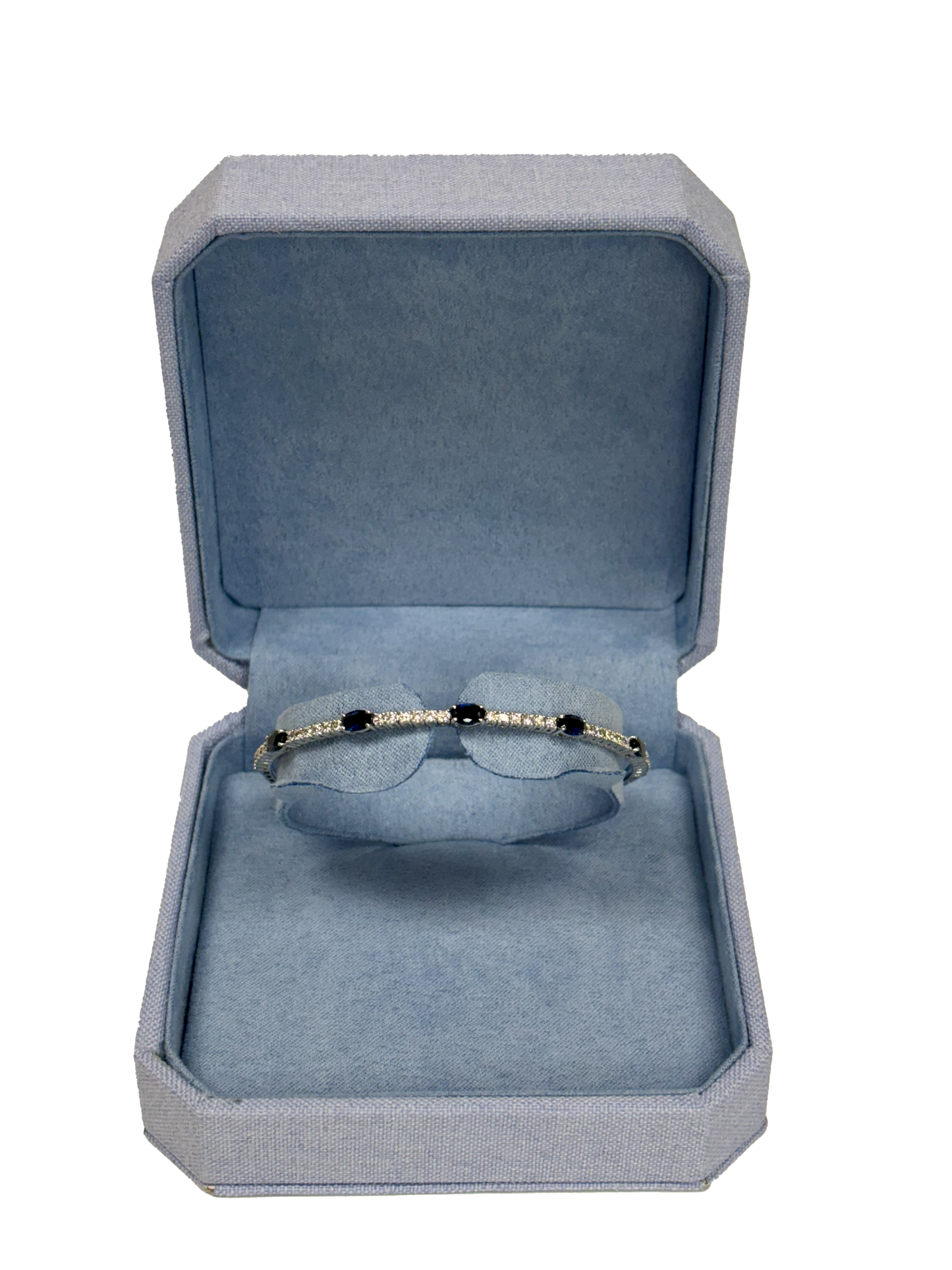 14KW Oval Sapphire Diamond Flex Bangle