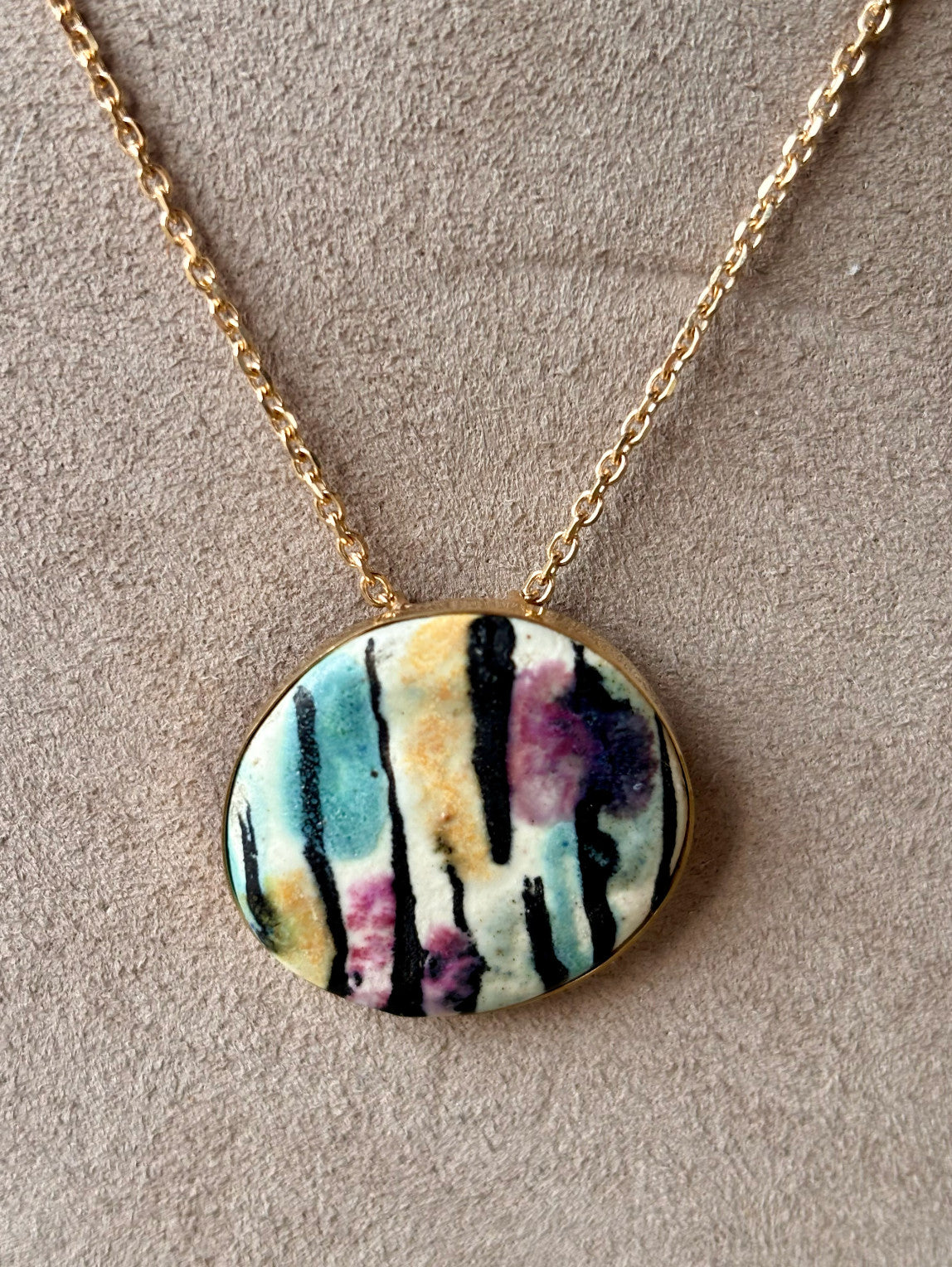 One-of-a-Kind Pup McCarty Enamel Earring in Custom 14k Bezel Pendant