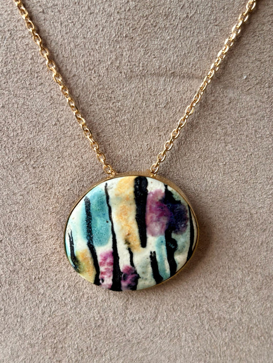 One-of-a-Kind Pup McCarty Enamel Earring in Custom 14k Bezel Pendant