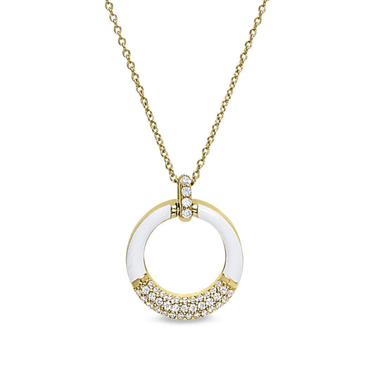 White Enamel Open Circle Pendant