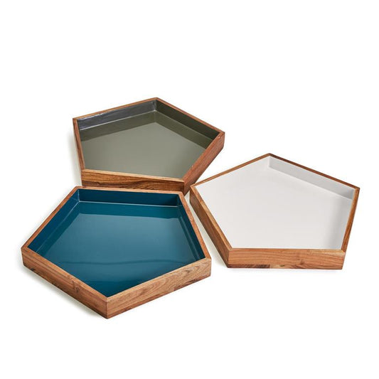 Pentagon Lacquered Serving Tray-Navy