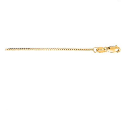 14K Gold .75mm 16" Classic Box Chain with Lobster Lock