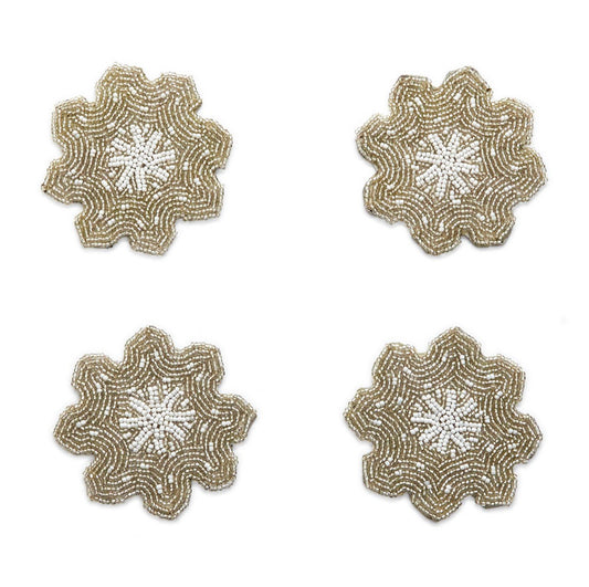 Shimmering Snowflake Set of 4 Beaded Coasters