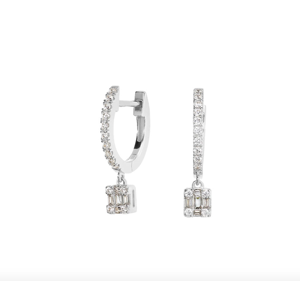 Hoop Ear with Square Dangle