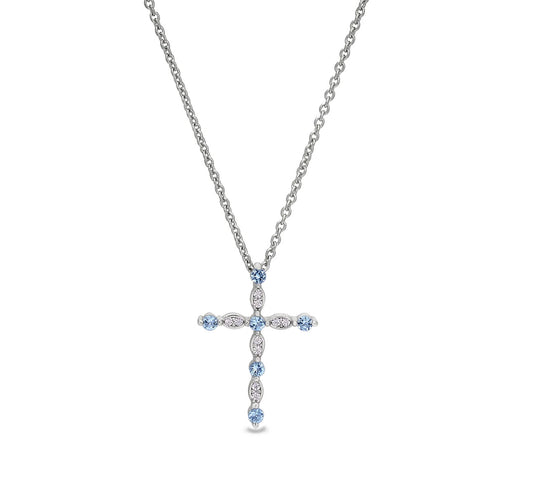 March Birthstone Cross Pendant