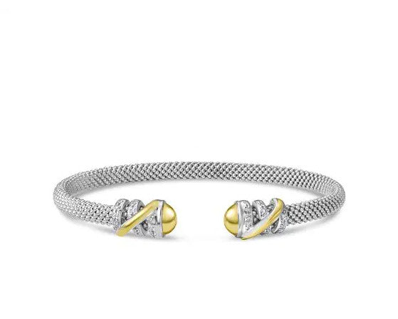 Silver & 18K Gold Popcorn Tally Cuff Bangle