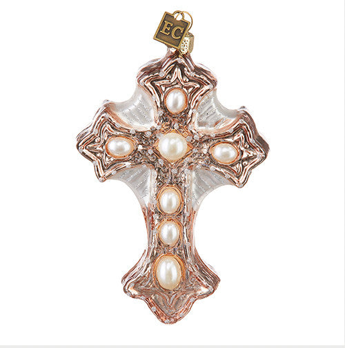 5" Pearl Cross Ornament