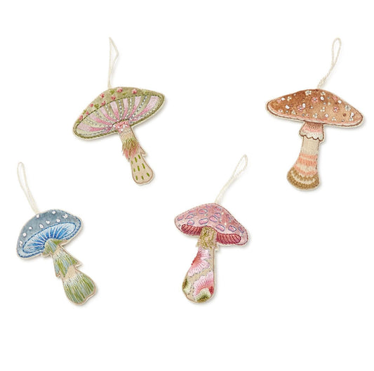 Embroidered Mushroom Ornament