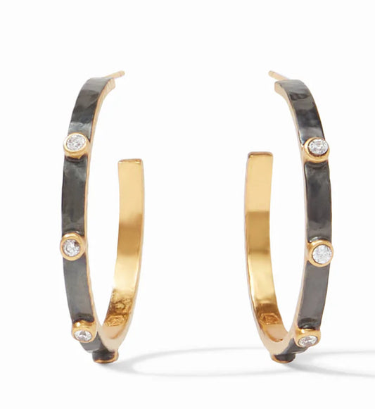 Crescent Stone Hoop Mixed Metal-XL