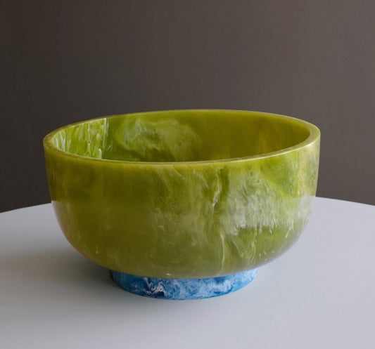 RESIN Rio Large Bowl with Base-Green and Blue