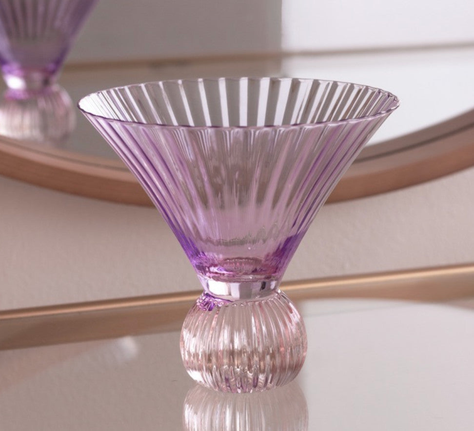 Glass Venice Martini Set (Violet and Pink)