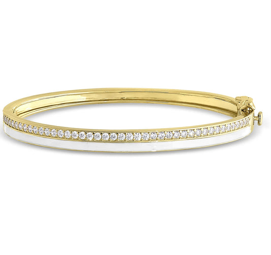 White Enamel Bangle Bracelet