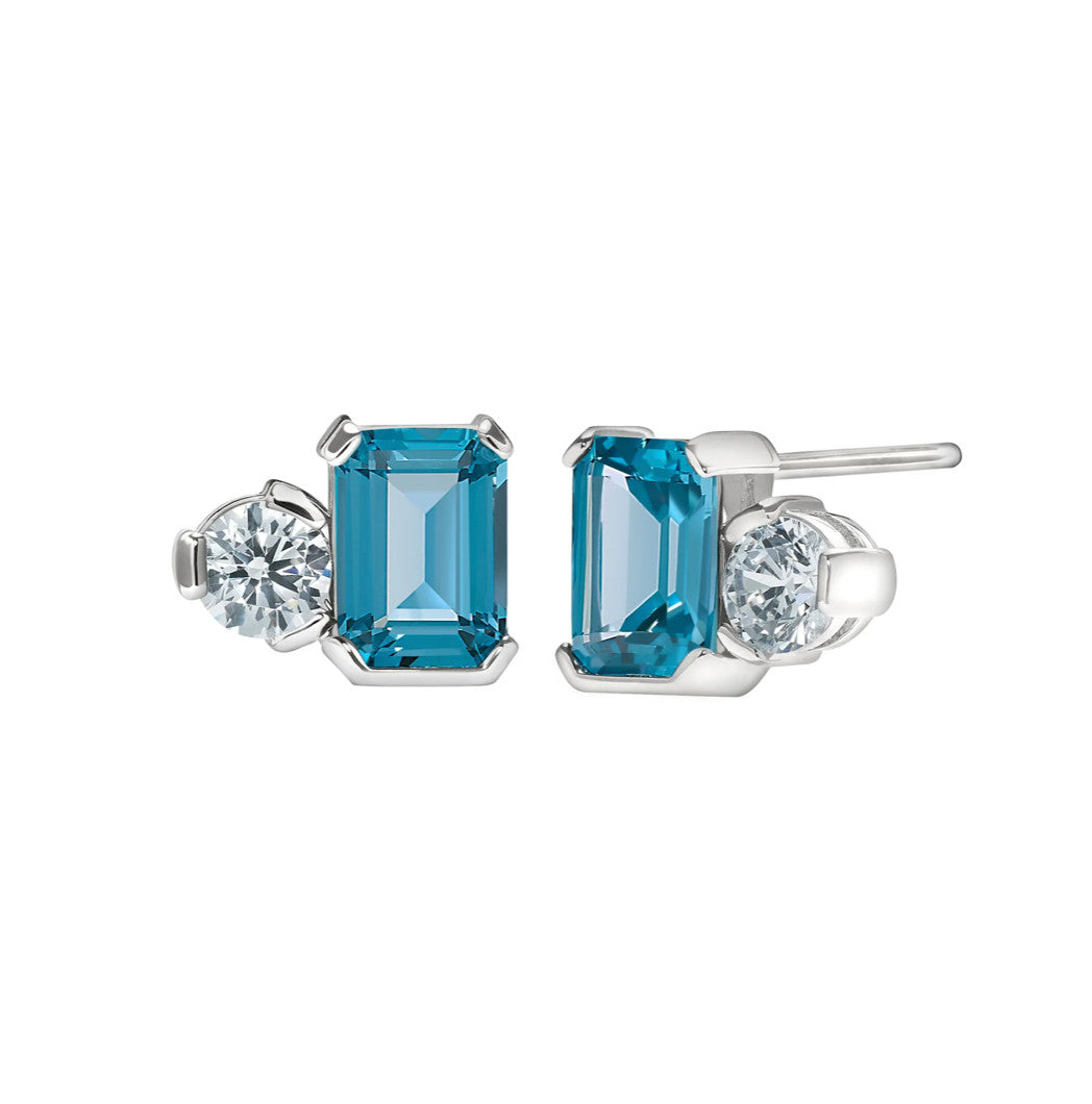 December Emerald Cut Birthstone Earrings