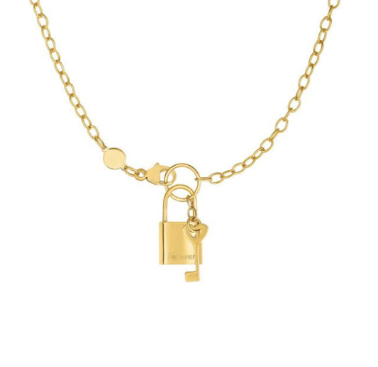 14K Gold Lock & Key (Forever) Necklace