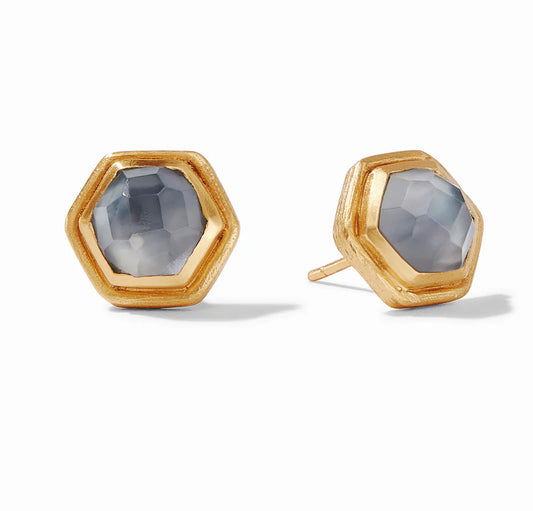 Palladio Stud Gold Iridescent Charcoal Blue