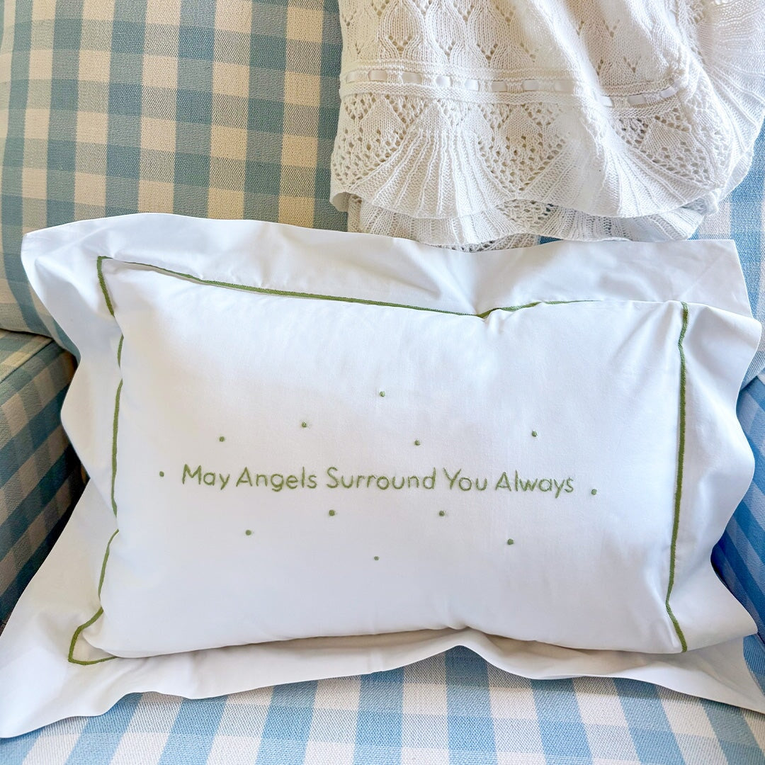 Green - May Angels Surround You Always Pillow