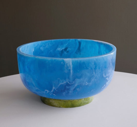 RESIN Rio Large Bowl with Base-Blue and Green