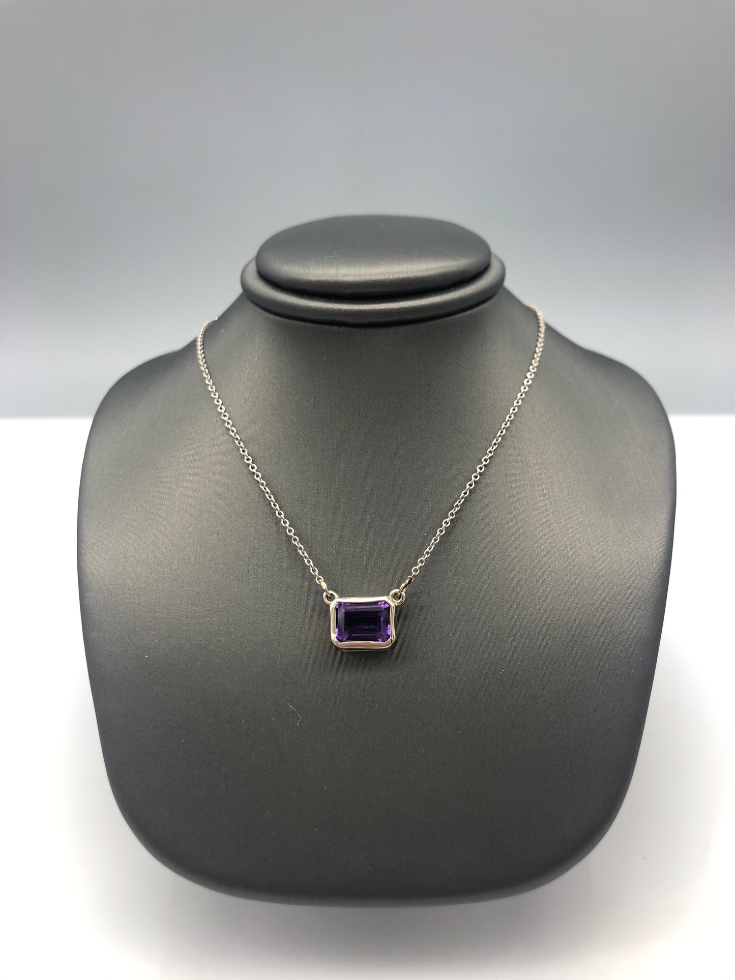 14K WG 8x5 Amethyst Necklace