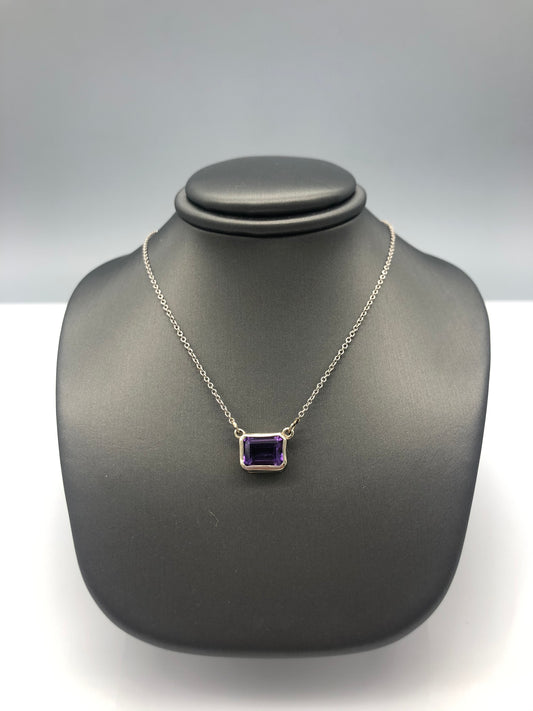 14K WG 8x5 Amethyst Necklace