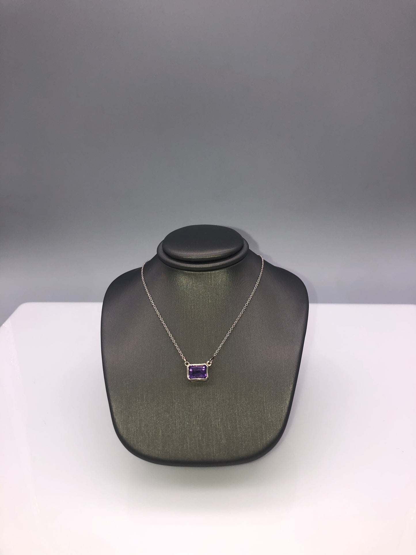14K WG 8x5 Amethyst Necklace