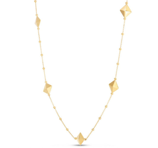 14K Gold Pyramid Station Necklace