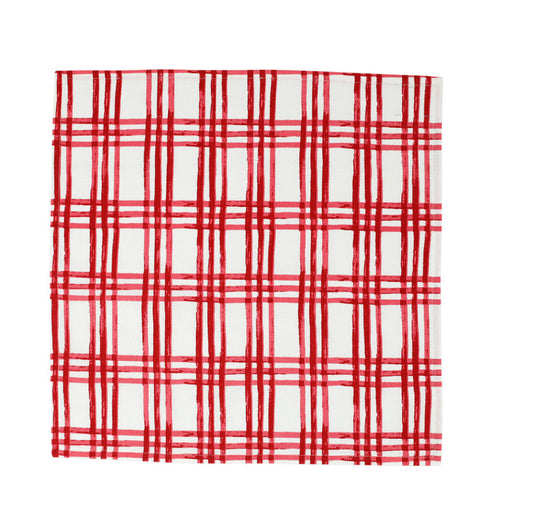 Bohemian Linens Plaid Red/White Napkins Set of 4