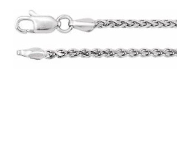 14kt WG 2.15mm Wheat Chain 16 in.