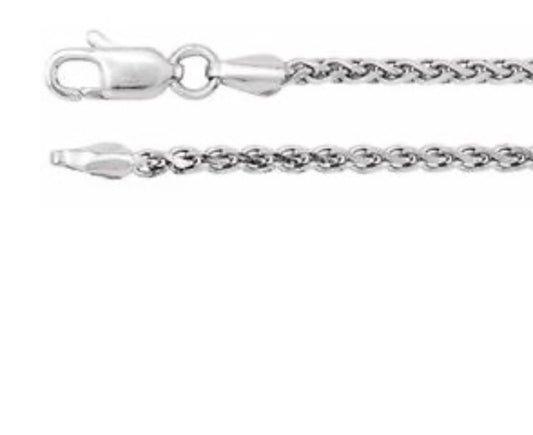 14kt WG 2.15mm Wheat Chain 16 in.