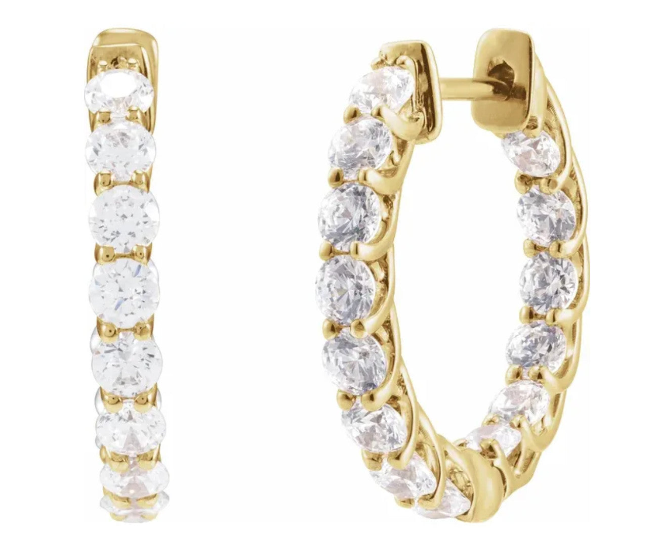 14K Yellow 2 1/5 CTW Lab-Grown Diamond Inside-Outside 19.7 mm Hoop Earrings