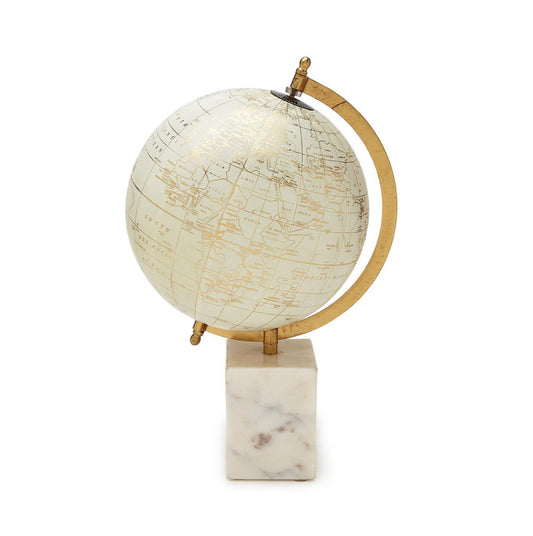 Golden White Globe on Marble Base