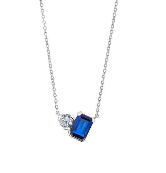 September Emerald Cut Birthstone Necklace