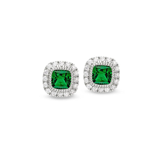 Cushion Cut May Birthstone Stud Earrings