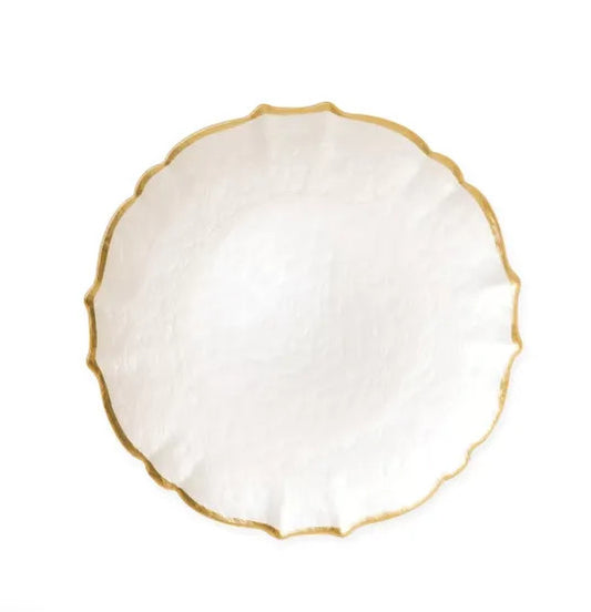 Baroque Glass White Service Plate/Charger