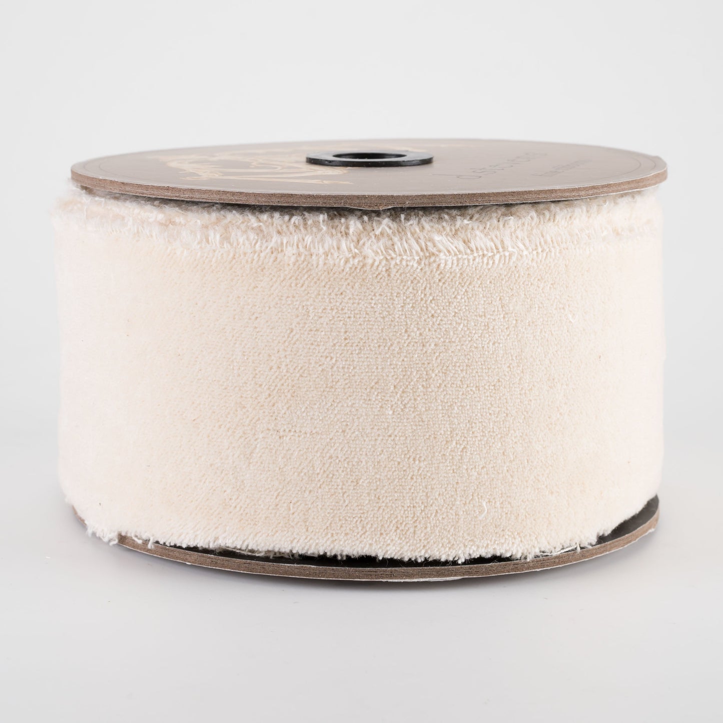 2.5" x 10yds torn faux velvet ivory ribbon