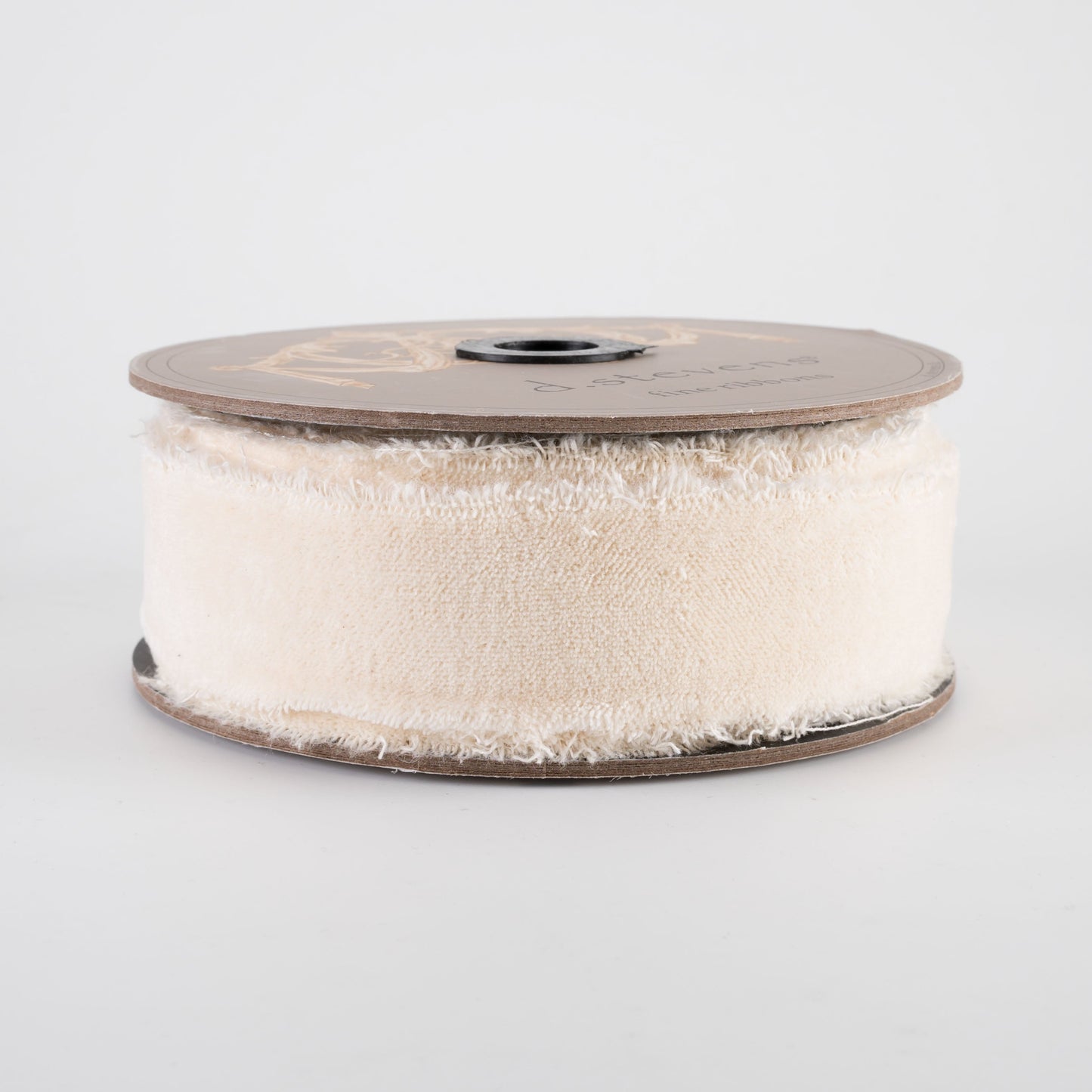 1.5" x 10yds torn faux velvet ivory ribbon