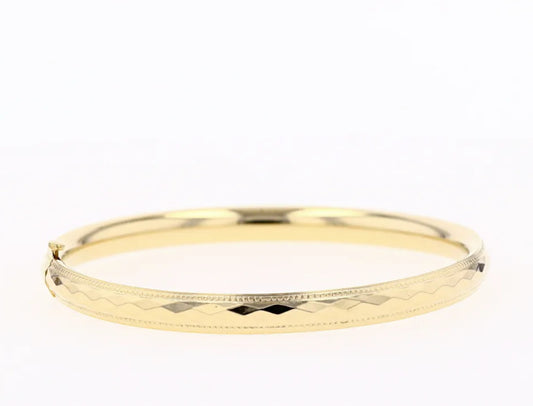 14K GF Beaded Edge, Embossed Bracelet