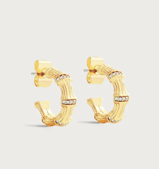 Bamboo Huggie Hoop Earrings