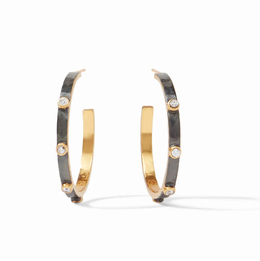 Crescent Stone Hoop Gold-Large