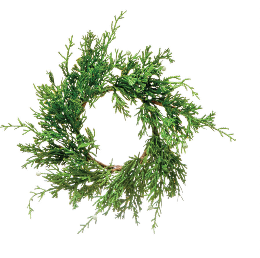 4.5" Round Faux Juniper Wreath