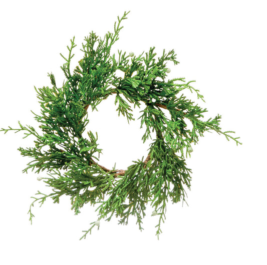 4.5" Round Faux Juniper Wreath
